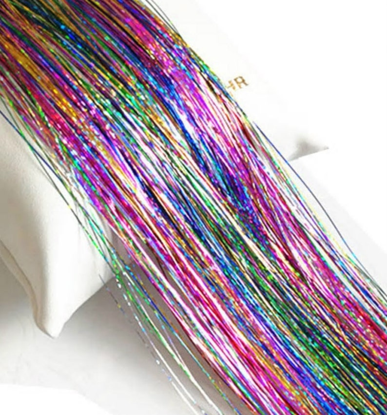 Rainbow Sparkle Assortment Hair Tinsel 10 Piece at 36 Inch Etsy