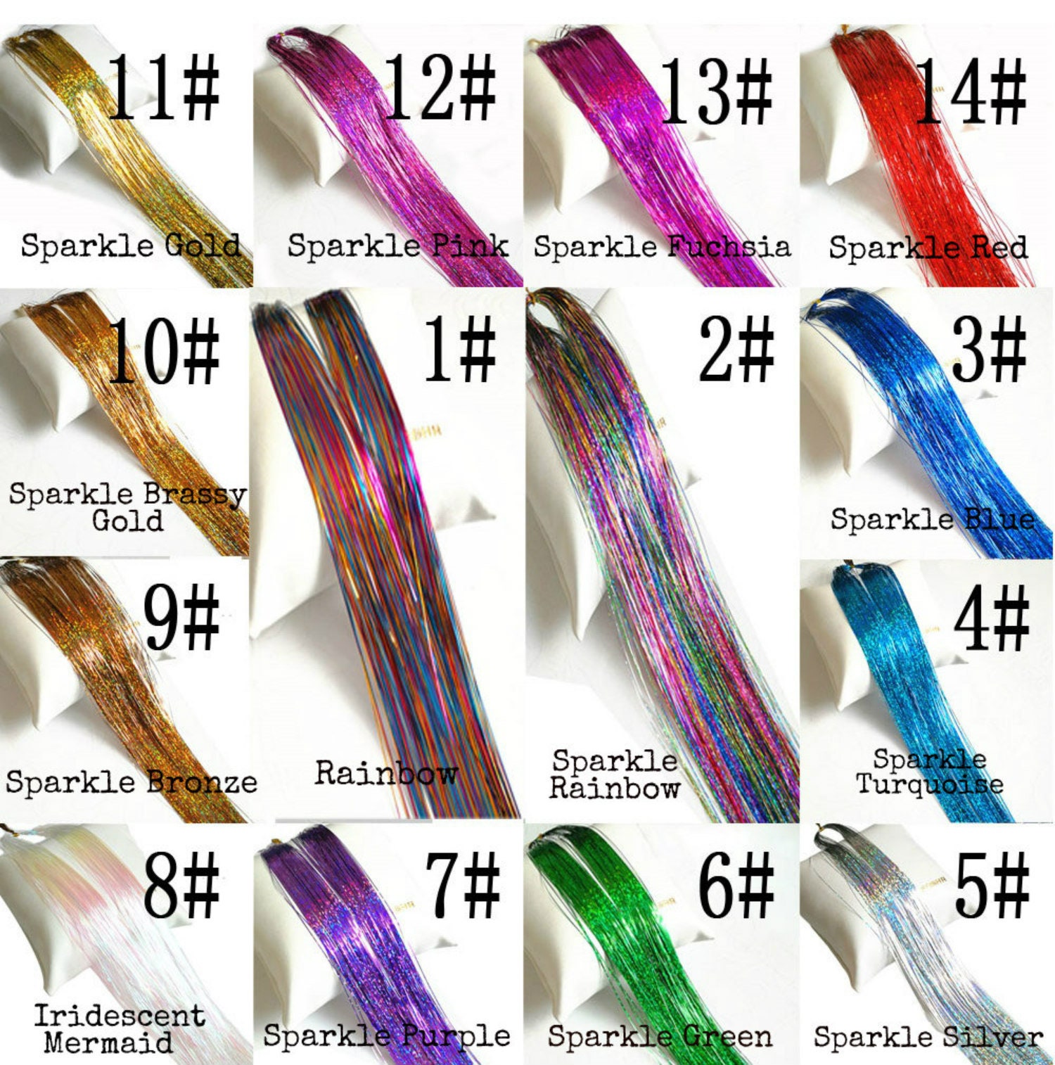 Sparkle Hair Tinsel 10 piezas a 36 pulgadas Festival Etsy España