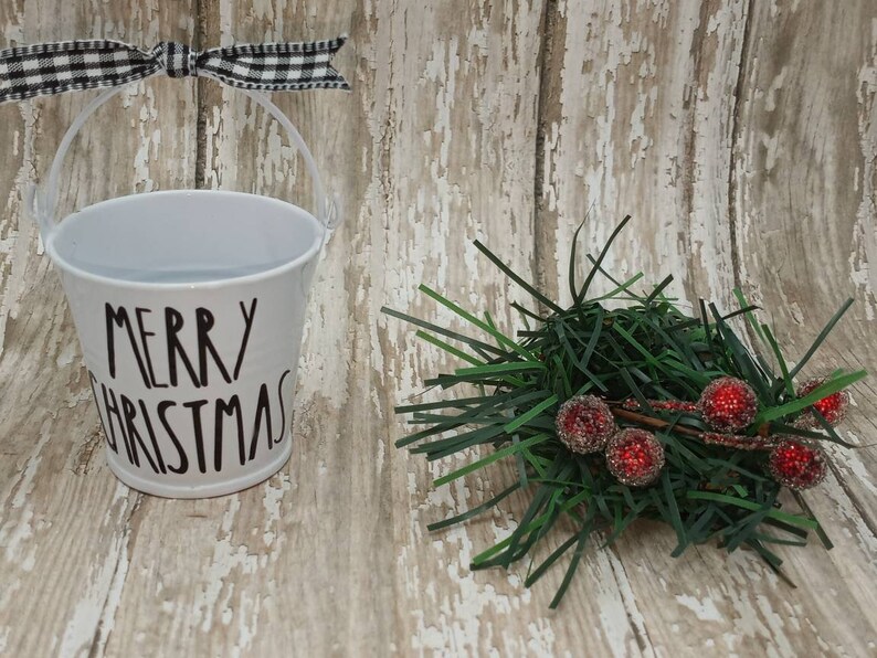 Merry Christmas Tin Enamel Pail Bucket Mini Farmhouse Decor Etsy