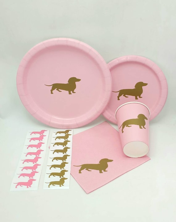 Dachshund Wiener Dog Party Supplies Paper Plates Napkins Cups