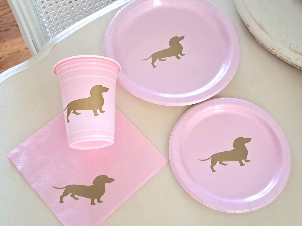 Dachshund Wiener Dog Party Supplies Paper Plates Napkins Cups