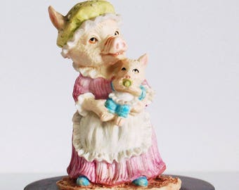 Heather Trotter by Leonardo Collectible Figurine, Little Nook Village Knickknack Pig Figurine, Mother and Baby Pig Home Decor