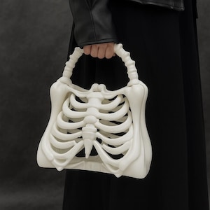 Gothic Skeleton Purse – 3D Printed Ribcage Handbag, Bone Bag