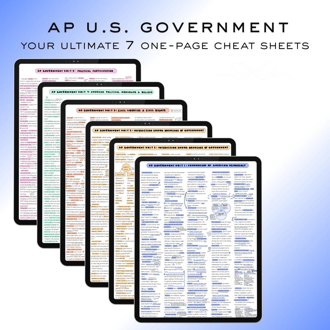 AP U.S. Government 7 One-page Cheat Sheets Bundle - Etsy
