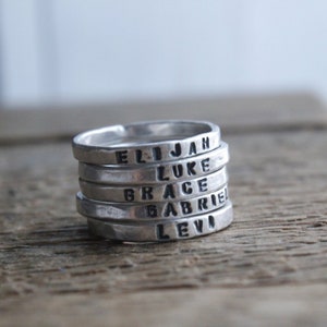 Personalized stacking rings/customized rings/kids name rings/new mom gift/mom ring/ring with names/stackable rings/gift for wife/unique gift