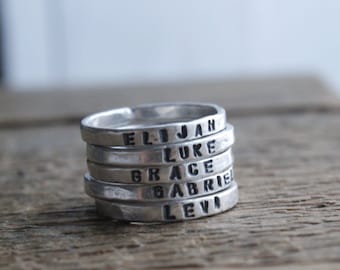 Personalized stacking rings/customized rings/kids name rings/new mom gift/mom ring/ring with names/stackable rings/gift for wife/unique gift