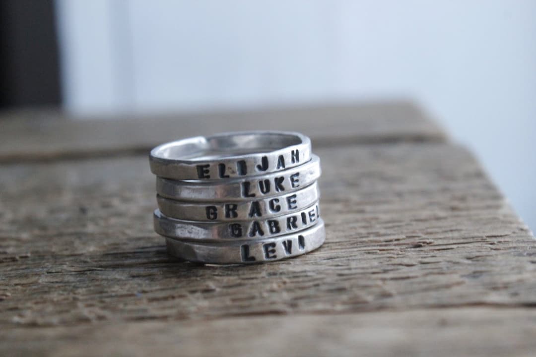 Personalized Stacking Rings/customized Rings/kids Name Rings/new Mom ...