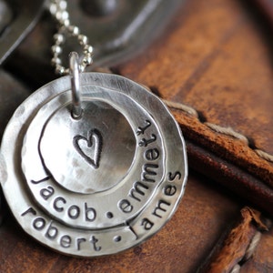 Personalized jewelry, Mothers day gift, layered discs necklace, mom necklace with kids names, kids name jewelry, mom jewelry, mom gift idea