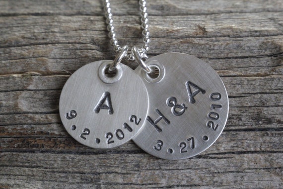 Personalized Jewelry, Hand Stamped Sterling, Riveted Initial and