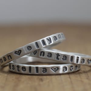 personalized stackable ring set, mom gift, kids name rings, personalized gift, customized name ring, mom ring, grandkids rings, grandma gift