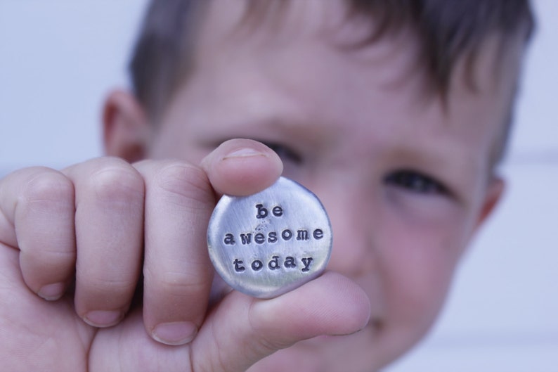 love token, personalized pocket token, wedding party favor, inspirational word, stocking stuffer, gift for kids, sweetheart gift, pewter image 1