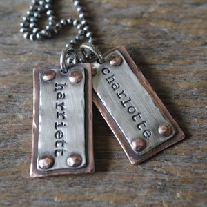 Personalized jewelry, Rustic hand stamped dog tag necklace, daddy dog tags, mommy jewelry, kids name necklace, gift for him, gift for dad