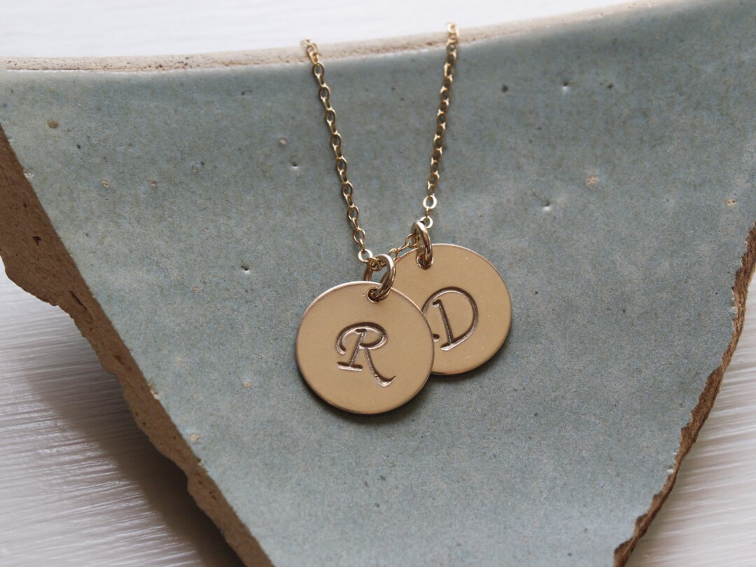 Gold Filled Initial Disc Necklace Minimalist Jewelry Gift Etsy