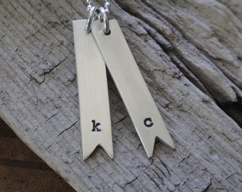 Sterling silver initial pennant necklace-personalized jewelry-mother's necklace