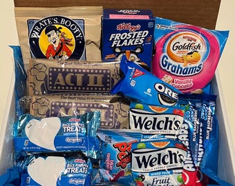 Out of the Blue Snack Box College Care Package for Him for Her | Something Blue Box | Blue Candy Box | Birthday Blue Gift Ideas Snack Basket
