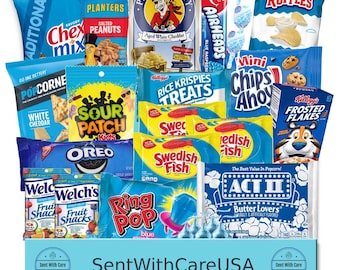 Blue Snack Box & Blue Gift Box - Out of the Blue Gift Basket Candy Box | Blue Color Party Basket Gift Idea - Blue Gift Care Package for Him