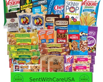 Healthy Snack Box | Healthy Gift Box for Kids | College Care Package | Study Food, Brain Food | Natural Snacks, Granola Bars, Mixed Nuts Box