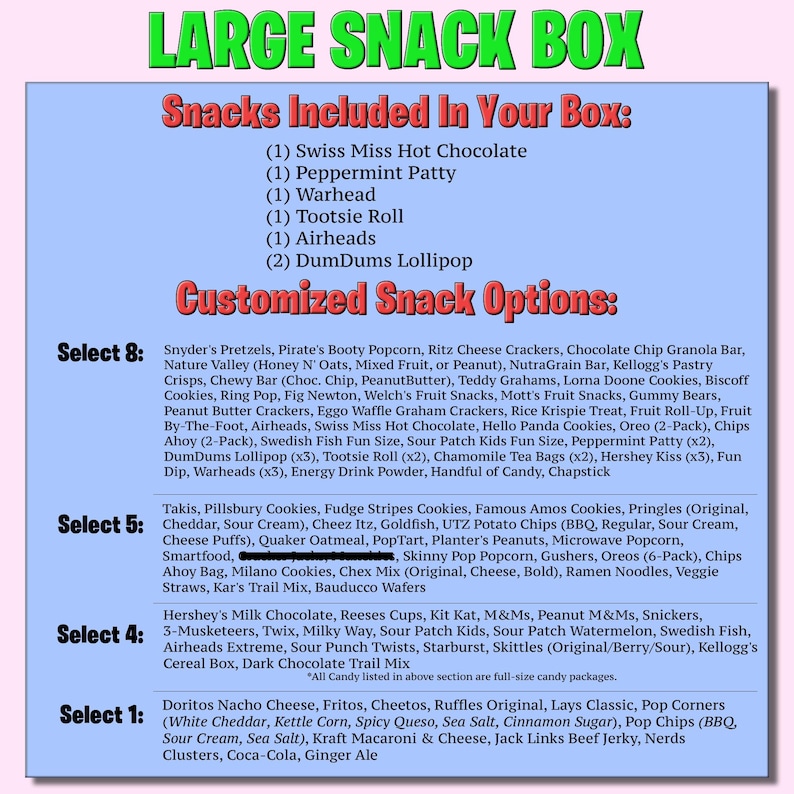 Snack Customizations Customizable American Snack Box & Candy Care Package | Birthday Gift 40 ...