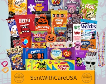 Halloween Gift Box – Spooky Candy, Snacks, Boo Basket (Care Package) for Kids & Grandkids