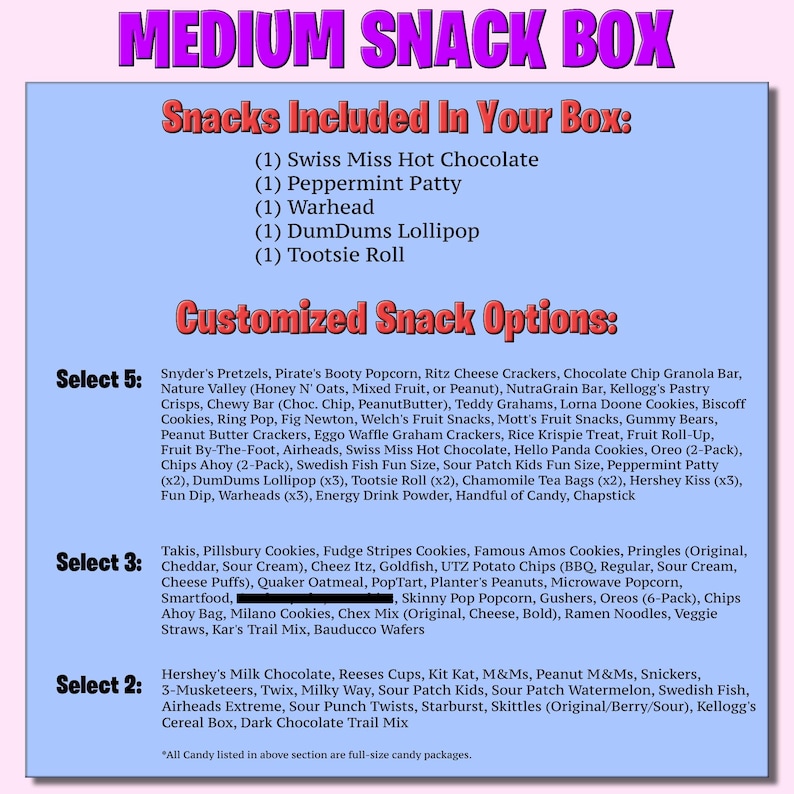Snack Customizations Customizable American Snack Box & Candy Care Package | Birthday Gift 40 ...