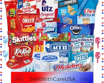 Military Care Package Red White and Blue American Snacks Snack Box | Gifts for Military Army Navy Marine Gifts | Military Gift Basket USA