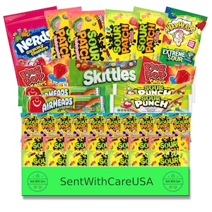 Variété de bonbons gélifiés aigre-doux | Collations acidulées et boîte à collations universitaire pour les amateurs de saveurs acides pour adolescents, idée cadeau d'anniversaire Patch aigre-doux pour enfants