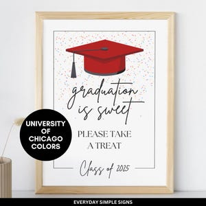 La laurea all'Università di Chicago è dolce, per favore, prenditi un regalo, 8" x 10", Classe del 2025, Cartello stampabile per la laurea, Download digitale