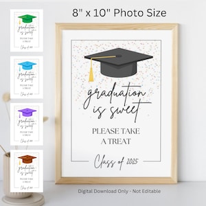 Graduation Is Sweet Please Take A Treat - 8&quot; x 10&quot;, Class of 2025, Printable Table Sign for Graduation, Digital Download