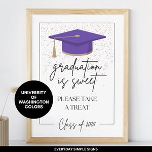 University of Washington Graduation Is Sweet Please Take A Treat 8&quot;x10&quot;, Class of 2025 Printable Sign for Graduation, Digital Download