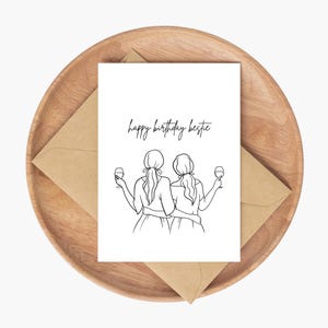 Biglietto di compleanno Brindiamo al tuo compleanno!- biglietto di compleanno minimalista, semplice, migliore amica, sorella, biglietto da cocktail, biglietto vuoto