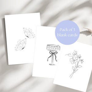 Schlichte Karten, 3er-Pack gedruckt - Dankeskarten, Grußkarten, leere Karten, Mädchenkarten, Packung leere Karten, einfache Karten