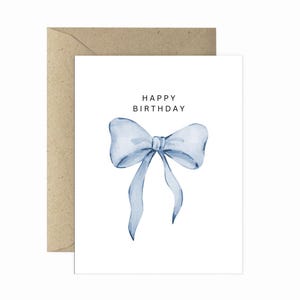 Carte de joyeux anniversaire avec noeud bleu - carte avec noeud, jolie carte