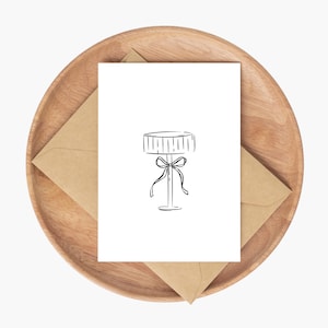 Blank Card Printed- coupe glass with bow theme, best friend card, simple card, thank you card, thinking of you card, congratulations card