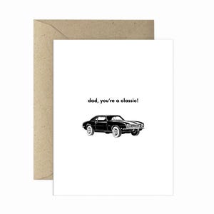 Carte pour papa voiture classique imprimée - carte d'anniversaire de papa, carte de remerciement, carte de fête des pères