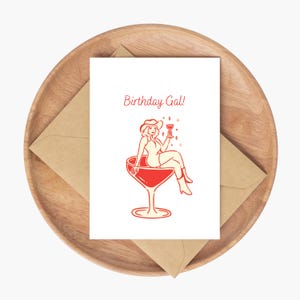 Carte d'anniversaire imprimée - rodéo, cow-girl, rétro, vintage, anniversaire du meilleur ami