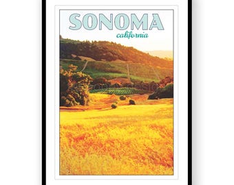 Sonoma Wine Country Giclée Print | Retro California Travel Poster