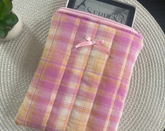 Funda acolchada para Kindle: funda de algodón hecha a mano con cremallera para lector electrónico