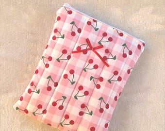 Funda acolchada para Kindle, funda de tela con estampado de cerezas para lector electrónico, funda para Kindle, funda para Kobo, funda para lector electrónico, funda acolchada para Kobo, funda para lector electrónico
