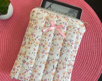 Funda acolchada para Kindle: funda de algodón hecha a mano con cremallera para lector electrónico