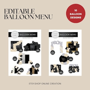 Editable Balloon Menu Template - Prom Theme