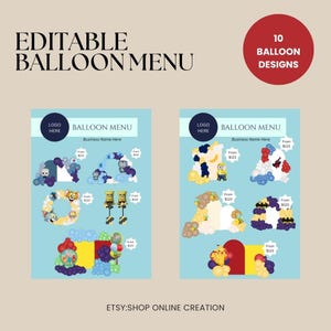 Edytowalny szablon menu balonowego - z motywem kreskówkowym