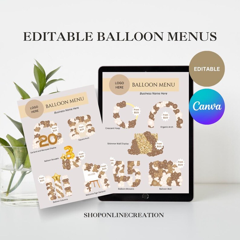 Editable Balloon Menu Template - Customizable Party Decoration Pricing ...