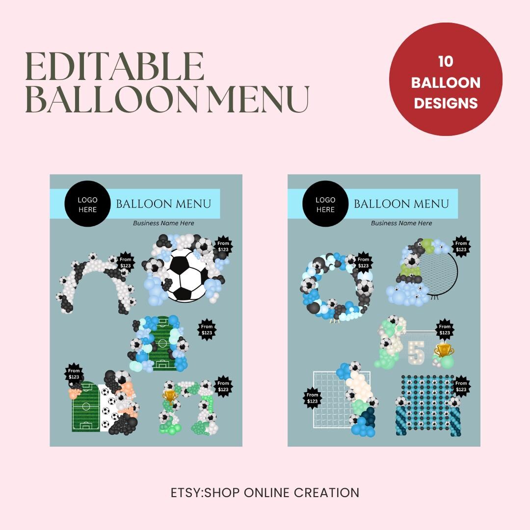 Editable Balloon Menu Template - Customizable Party Decoration Pricing ...