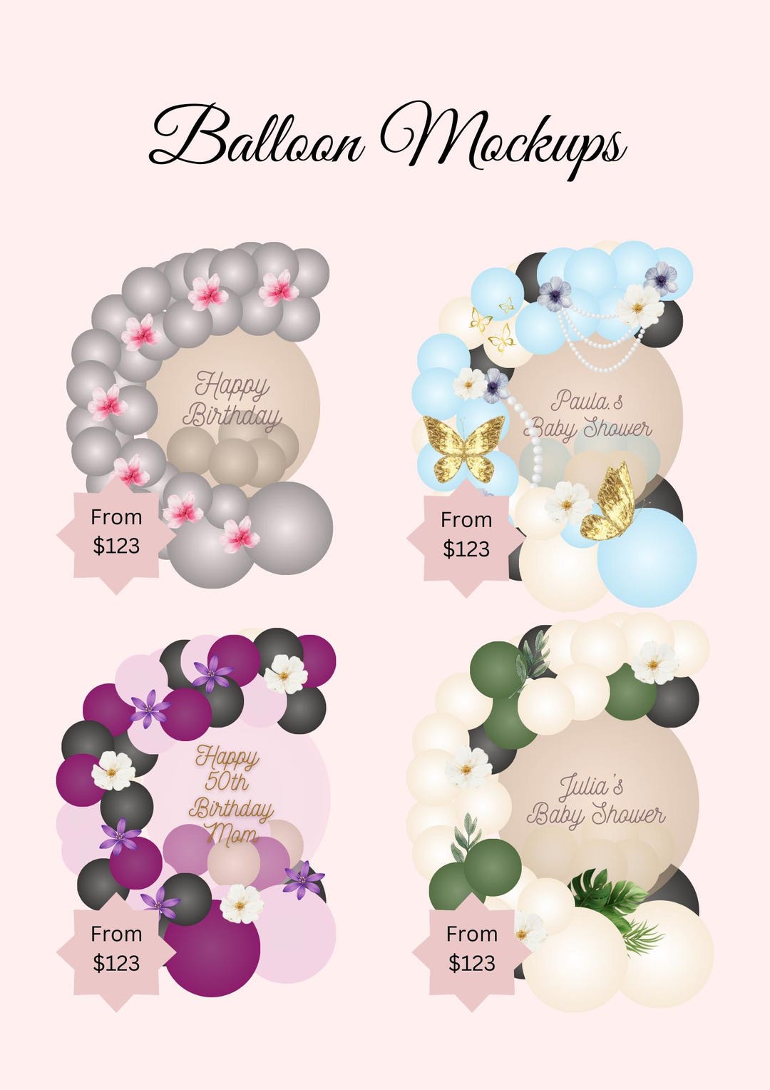 Editable Balloon Menu Template - Customizable Party Decoration Pricing ...