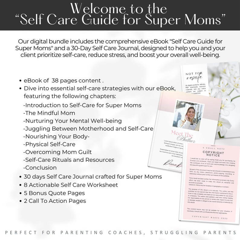Self Care for Super Moms Workbook | Coaching Content for New Mother ...