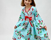Girls Kimono Dress, Girls Dresses, Flower Girl Dresses, Toddler Kimono dresses, Asian kimono, Girls Clothing, blue, red, size 2T - 8