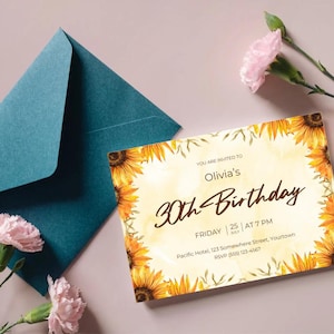 Sunflower Birthday Party Invite | Birthday Invitation Template | Printable Invitation | Party Invite | Milestone Birthday