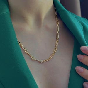 14K Solid Gold Paperclip Chain, Gold Chain, Paperclip Chain, Gold Chain for men n women, Unisex Jewelry, Paperclip Necklace, Chain Necklace