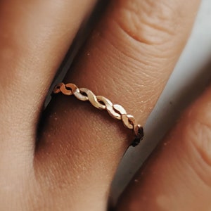 Rose Gold Twist Ring | Rose Gold Filled Cable Sweater Ring | Braided Stacking Ring | Hammered Twisted Rose Gold Filled Stacked Ring