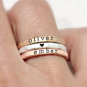 Stackable Ring | Stacking Name Rings | Gift for Mom | Mother Gift | Personalized Name Rings | Personalized Jewelry | the Gianna